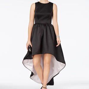 Betsy & Adam High Low Black and Pink Satin Gown Size 2